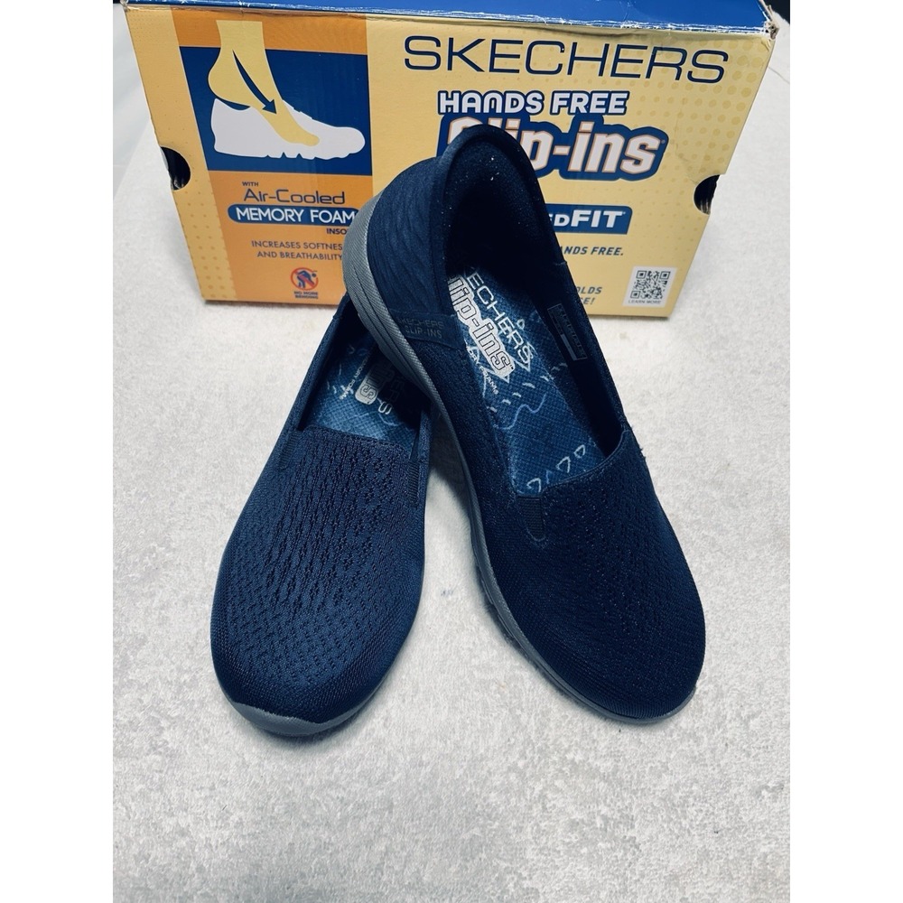Skechers Slip-In Reggae Fest Guiding Light 158698 Relaxed Fit Vegan Navy NEW
